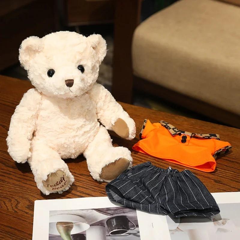 High Quality Soft Teddy Bear Plush Toys Tie Bear Doll T-shirt Paul Teddy Bear  Cute Pillow Animal Cushion Children Birthday Gift