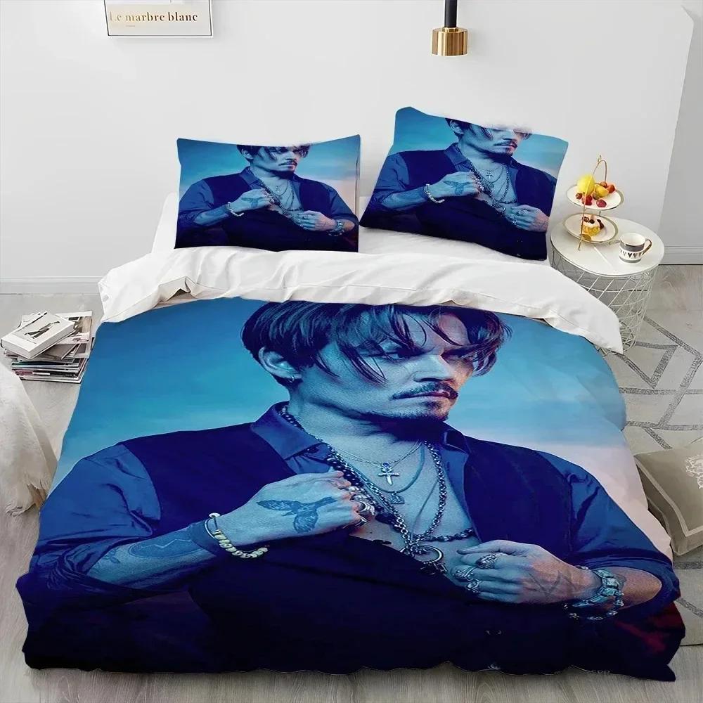 3D Printing Johnny Depp Series Comforter Bedding Set,Duvet Cover Bed Set Quilt Cover Pillowcase,king Queen Size Bedding Set Kids