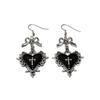 Bow Heart Cross Earrings Red Enamel Halloween Dangle Earrings Thorn Rose Drop Earrings  Women