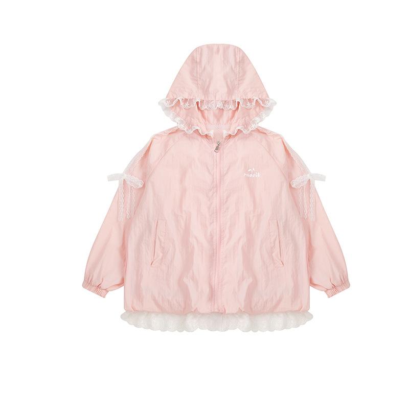 Girls Kids Lightweight Breathable Hooded Sun Protection Jacket Outerwear