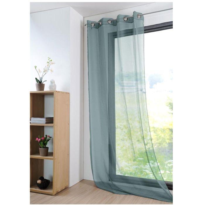 Voilage - Mona - 135 x 260 cm - Vert eucalyptus - Œillets métalliques