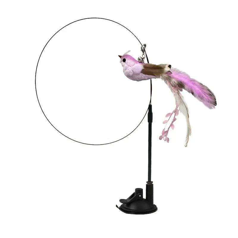Simulation Bird Cat Toys Funny Interactive Peacock with Bell Cat Stick Toy for Kitten Playing Teaser Wand Toys Pet Cats Supplies