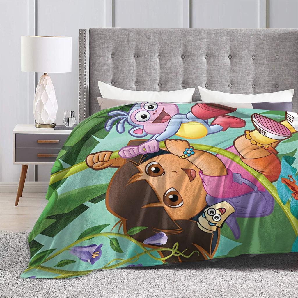 D-Doras der Entdecker Cartoon-Decke Fleece Sommer Klimaanlage Multifunktionale warme Überwurfdecke für Sofa, Auto, Bettdecke