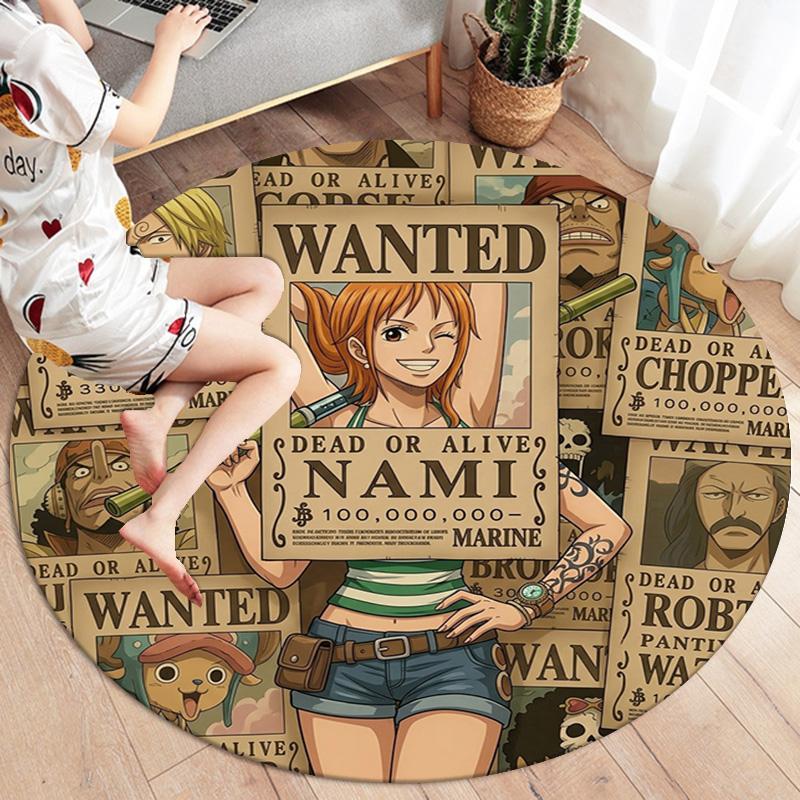 One Piece Art Round Area Rug Carpet Rug For Living Room Bedroom Sofa Playroom Decor Nonslip Floor Mat