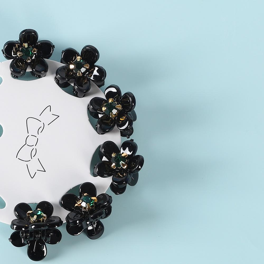 6PCS Transparent Flower Small Hair Claws Clips Women Girls Rhinestones Pearl Mini Crab Hair Clamps Sweet Childs Hair Accessories