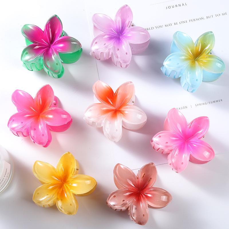 7cm Frangipani Hair Claw Clip - Colorful, Versatile Updo & Ponytail Accessory