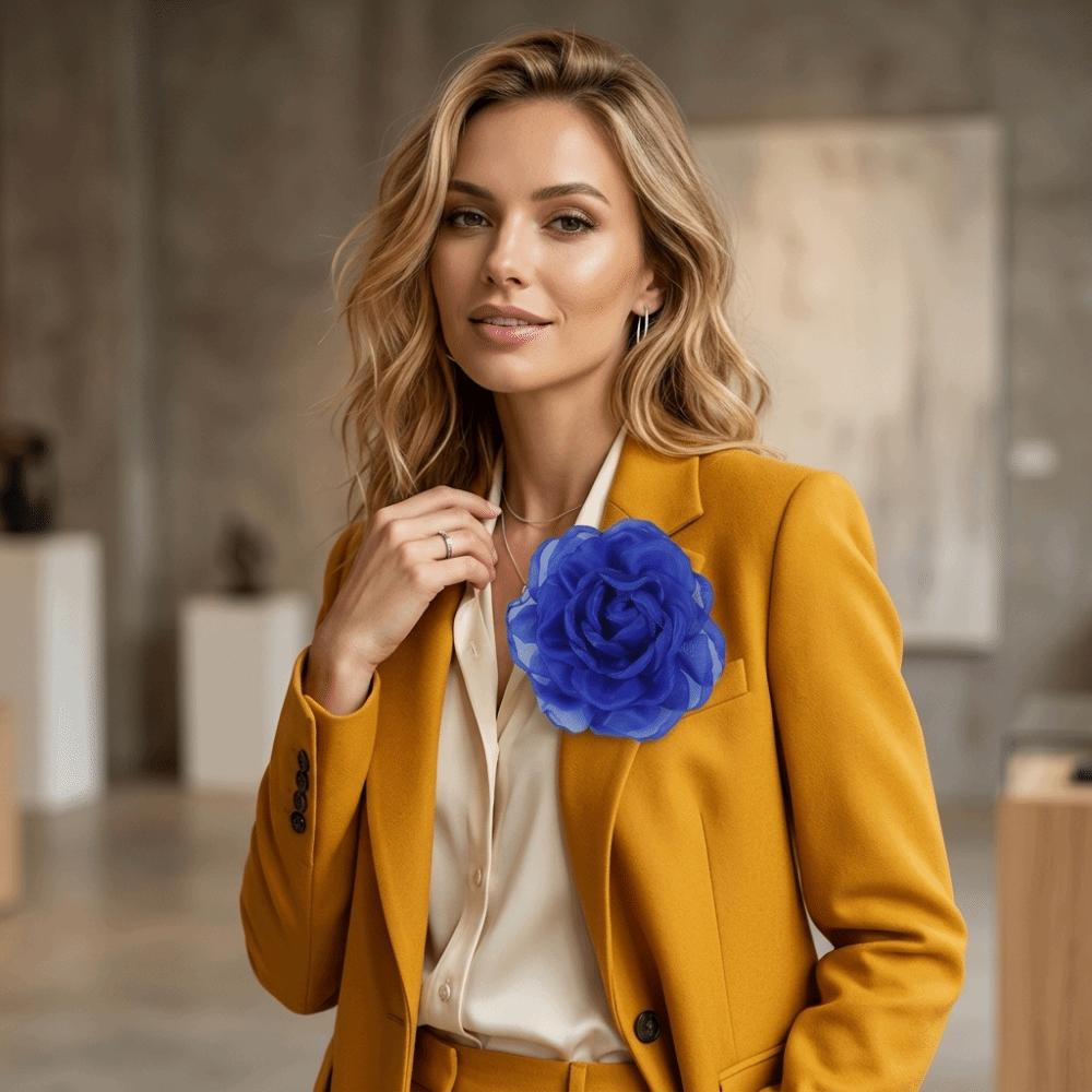 Fiori Maxi Floreale Corsage Bocciolo di Rosa Fermaglio per Capelli Nuovo Fiore Pieghettato Spilla Decorazione Petto