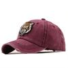 Cappello da sole con ricamo testa di tigre cappellino da baseball da donna cotone puro lavato da uomo cappellino da esterno per il tempo libero europeo e americano