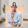 Soft BlanketGirls Boys Airplane Travel Bad Bunny Puerto Rican Rapper Portrait Throw Blanket Flannel Bedspread For Sofa Bed Cover