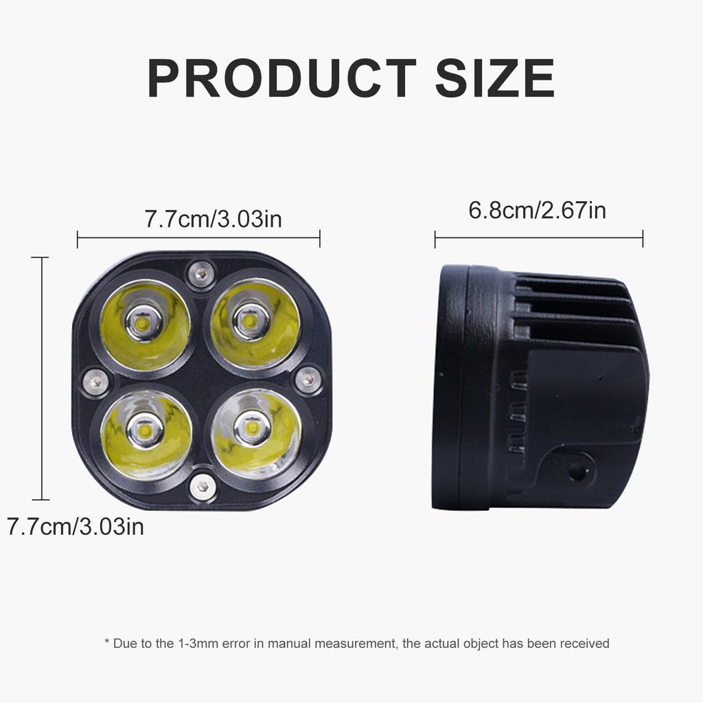 LED Motorcycle Headlight Motorbike Driving Fog Light, Motorcycle Headlight 4 LEDs Spotlight Driving Front Fog Light