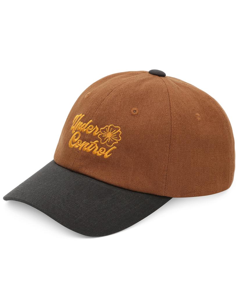 Eondeokeonteulol Four Seasons Washed Cotton Color Block Soft Top Logo Ball Cap Unisex Baseball Cap Floral Script / Washed B B / Camel Charcoal