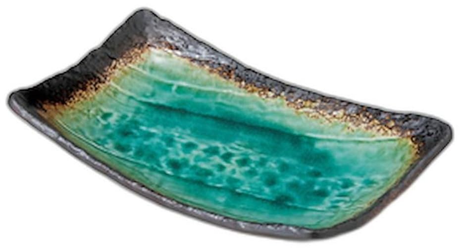 

Handmade Green Rectangular Plate x x Setomonohonpo Pottery Plate [26 16.5 4.5cm]