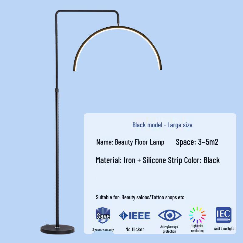Beauty Light U-Shaped Floor Lamp: Super Bright, Eye-Protective Lighting for Eyelash Extensions, Manicures, Tattoos, Freckle and Acne Treatments.