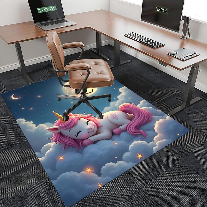 1pc Unicorn Fantasy Office Chair Mat - Anime Cartoon Design, Non-Slip Carpet for Home Decor, Suitable for All Seasons, Perfect Gift for Office and Gam