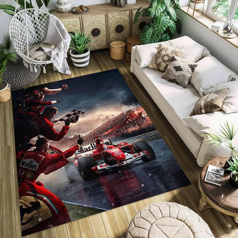 2025 Formel-Rennplan Teppich Wohnzimmer- und Schlafzimmerteppiche Druck Türvorleger für Räume Schutzunterlage