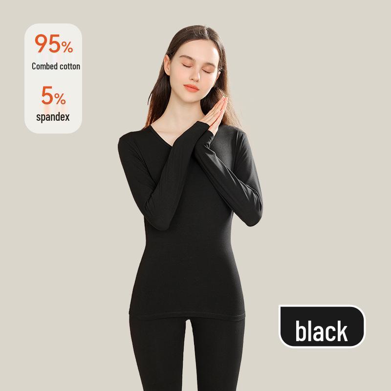 10A Antibacterial Women's Slim Fit Pure Cotton Autumn Innerwear Set - Base Layer, Plus Size
