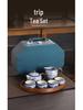 Ru Kiln Lotus Scroll Kung Fu Tea Set – Blue & White Ceramic Teapot Gift Box with Logo