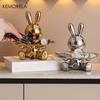  Rabbit Key Storage Ornament Ceramic Material Figurine Ornament Home and Living Room Decoration Item Storage Ornaments
