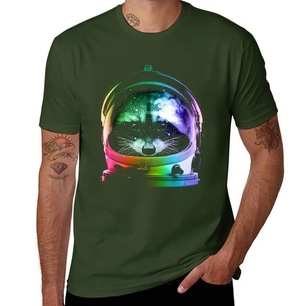 Astronaut Raccoon T-Shirt Short sleeve tee quick-drying blacks t shirts