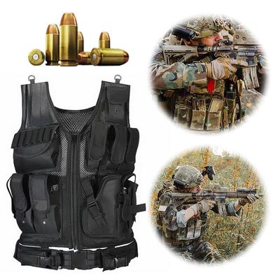 Nylon Mesh Vest Adjustable Airsoft Vest Multi-Pocket Plate Carrier Vest Hunting Outdoor CS Game Airsoft Training Jacket