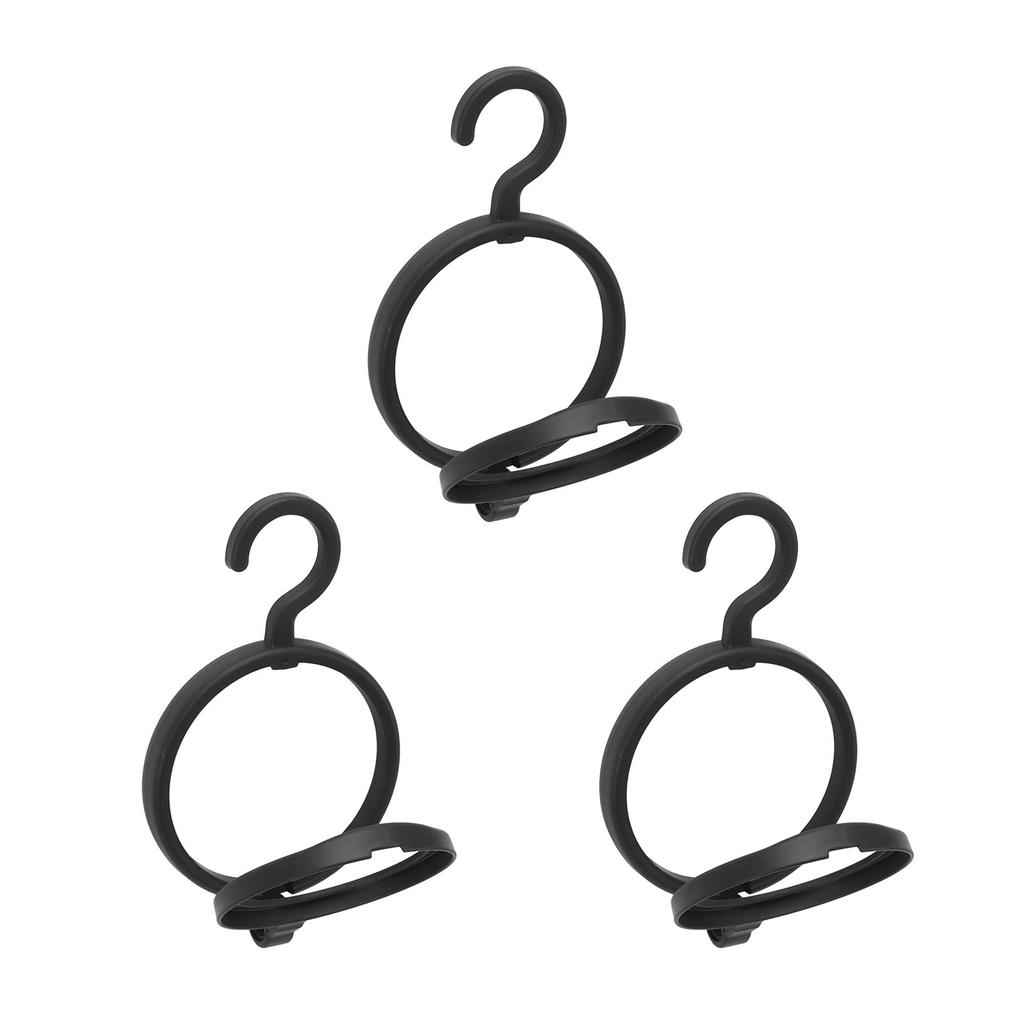 3Pcs Hanging Wig Stand Space Saving Portable Plastic Wig Display Hanger for Home Travel Black