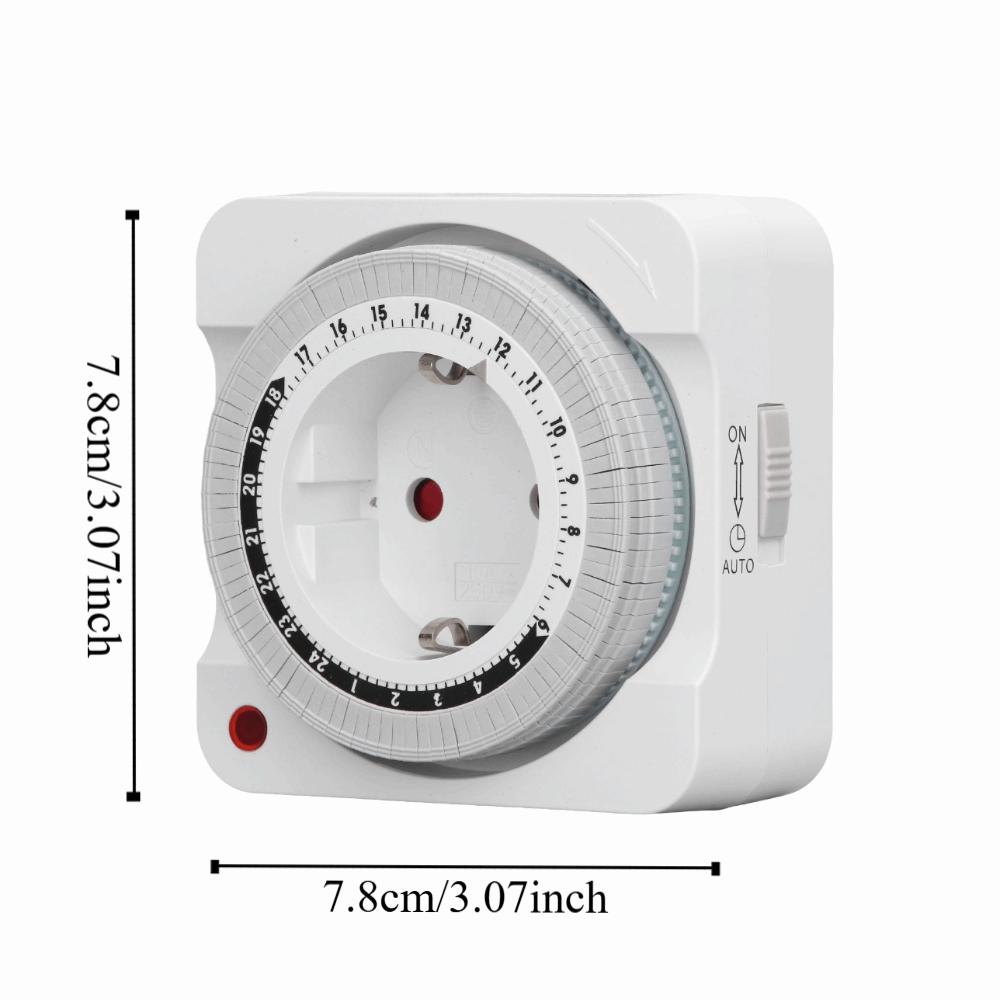 Sturdy EU 230V Timer Socket 7.8x7.8cm Mechanical Power Timer Timing Switch Industrial Use
