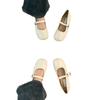 Flat-bottomed gentle evening shoes French cream yellow pig's trotters single shoes women's spring and autumn soft-soled split-toed Mary Jane grandma l
