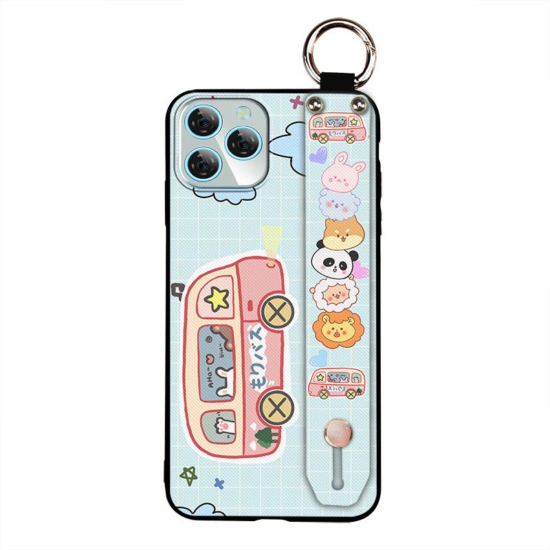 Ring Lanyard Phone Case For Blackview A95 Waterproof Silicone Anti-dust Wristband Cartoon Back Cover Durable Shockproof