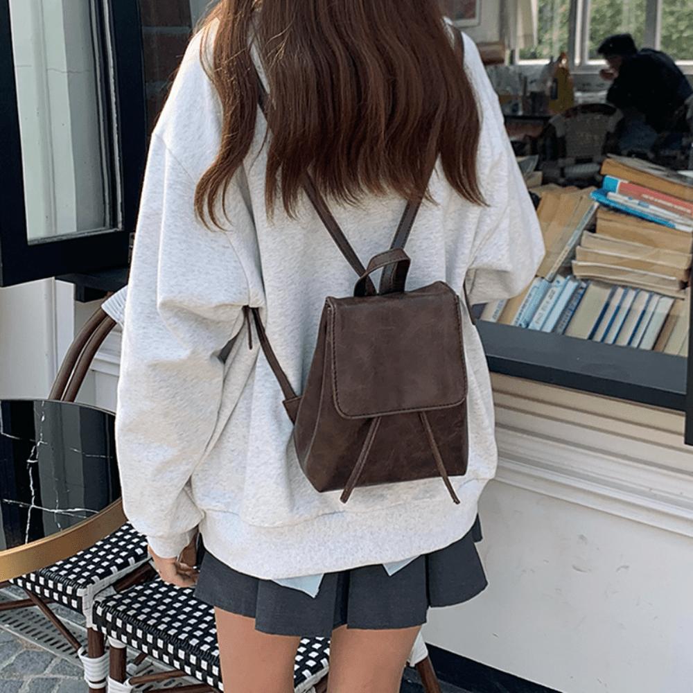 Retro Brown Backpack Women's Spring and Summer New Simple and Versatile Shoulder Bag