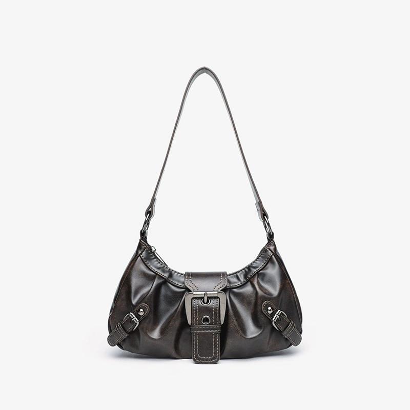 2025 Spring Hot Selling Maillard Style Retro Style Small Bag Spicy Girl Y2K Wasteland Style Vintage Leather Shoulder Armpit Bag