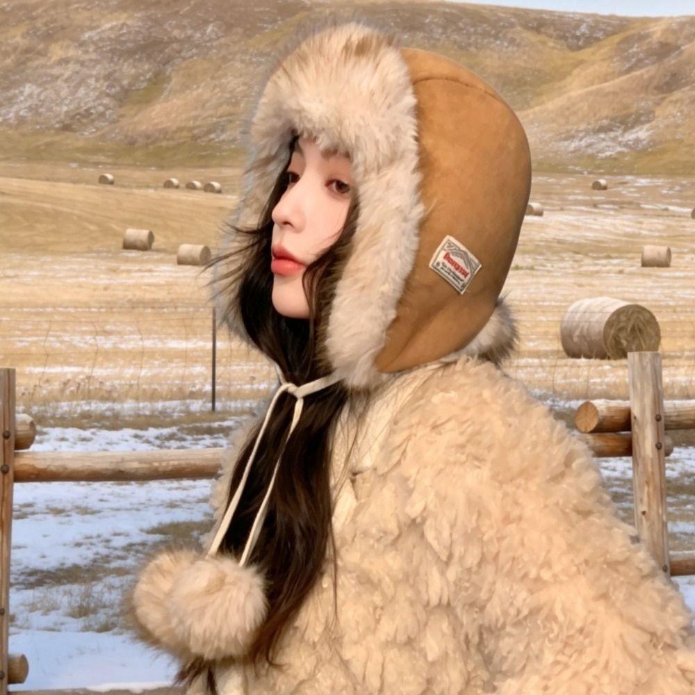 Windproof Fleece Lined Trapper Hat Pom Poms Winter Cycling Hat Ear Flap Ushanka Hat Winter Season
