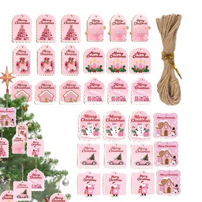 Christmas Tags With String 30 Pieces Ornaments Wooden Tags With Rope And Holes For Holiday Crafting Birthday Halloween Party