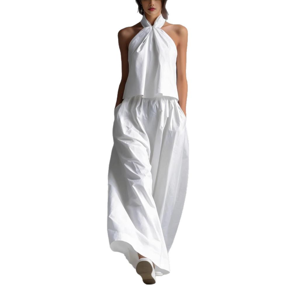 DM033 Cross-border Amazon Foreign Trade 2026 Summer New European and American Women's Clothing Loose Sleeveless Top + Wide-leg Pants