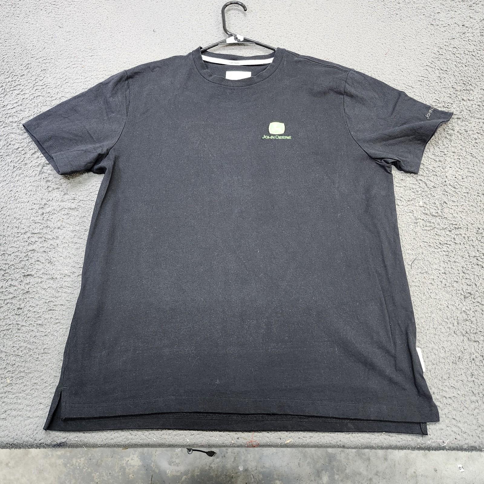 John Deere Shirt Mens L Black Logo Embroidered Graphic Tee Tagless Tractor Unisex T-Shirt XL