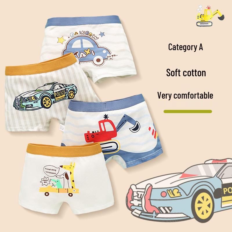 Dětské kreslené bavlněné boxerky se středním pasem - Prodyšné studentské spodní prádlo třídy A