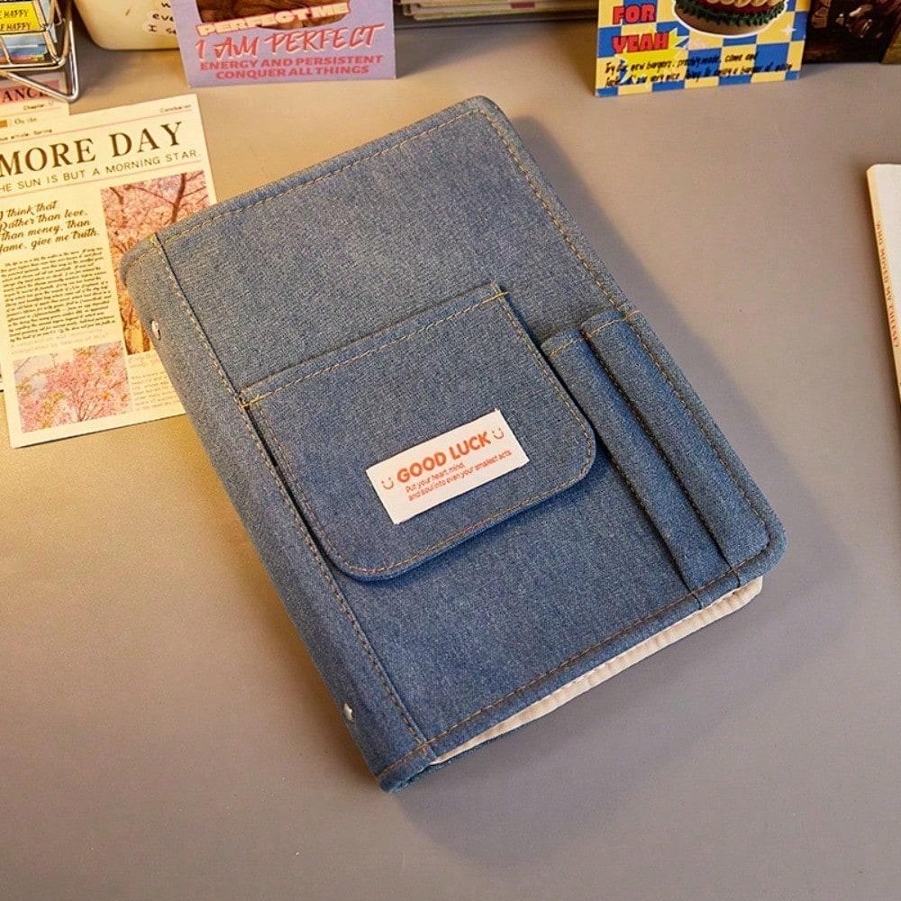 Simple Chance Occurs Denim Manuel Y2k Tissu Tissu A5 Cahier à Feuilles Mobiles Carnet Peut Être Inséré Dans La Tendance Nationale Light blue.