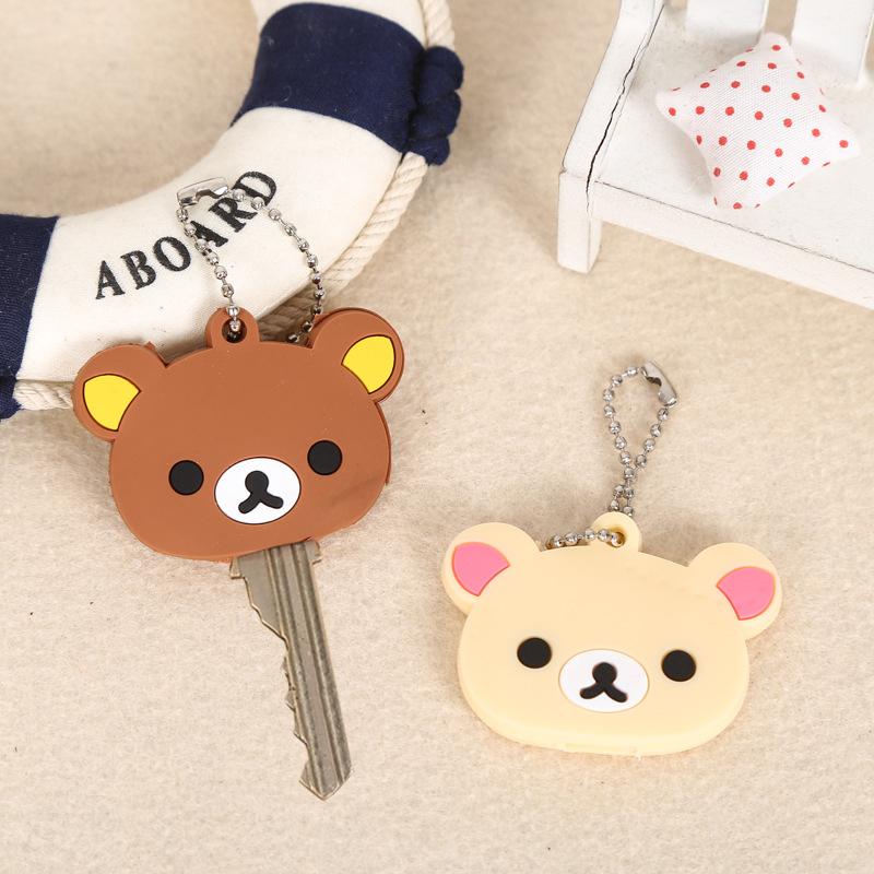 Rilakkuma Key Protective Cover Keychains New Anime Relax Bear PVC Cases Backpack Bags Key Rings Pendants Charms Gift Sales