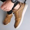 Atmungsaktive Lochleder Casual Oxford Schuhe Sommer Aushöhlen Bequeme Sportschuhe Outdoor Dickbesohlt Herren Fahrschuhe