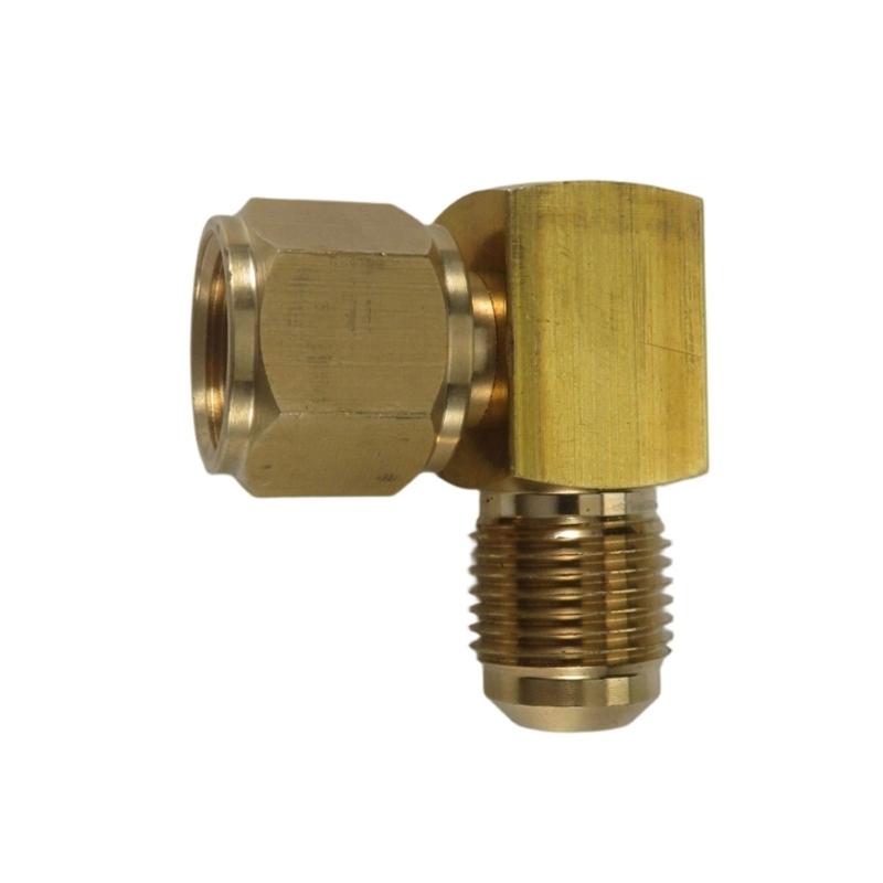 Brass 90 Degree Elbow Union for 3/8 Female x Male Pipe Ends, Angle Fitting with Turning Center Section for Pipe Change in Narrow Places