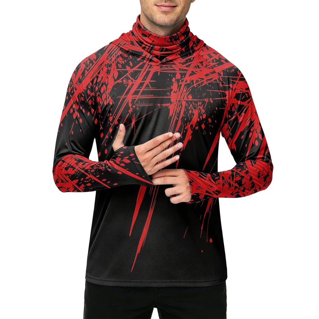 Men's Casual Outdoor Hooded Long Sleeve Sun Protection Shirt Lightweight Breathable Quick Dry Activewear Top for Sports Hiking