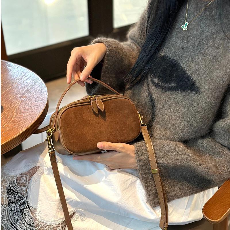 Fashionable and Versatile New Small Square Bag, Simple Crossbody Bag, Cowhide Single Shoulder Women's Bag, Leather Casual Handbag