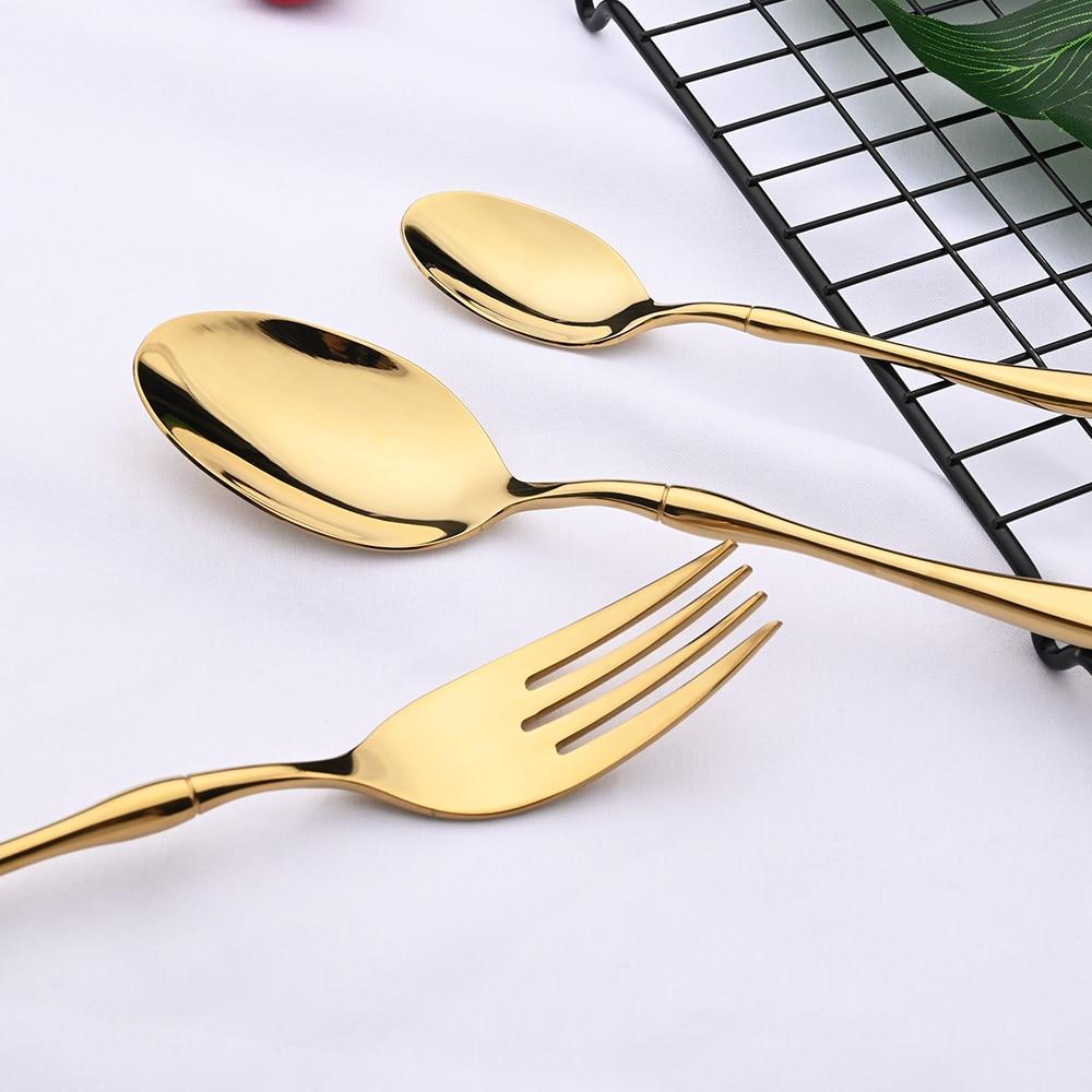 Gold Stainless Steel Tableware Set Knife Fork Spoon Western Style Dinnerware Cutlery Set Dinner Flatware Set