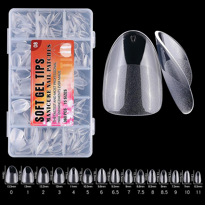 360Pcs/Box Fake Nails Transparent Frosted French Almond Acrylic Water Drop False Nail Tips For Extension Tip Manicure Tool