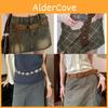 Vintage Boho Leather Belt With Alloy Buckle And Decorative Rivets For Dresses And Jeans