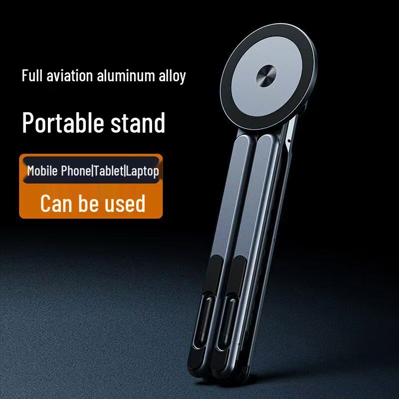 Foldable Magnetic Phone Holder & Tripod with Aluminum Carabiner for Live Streaming & Travel