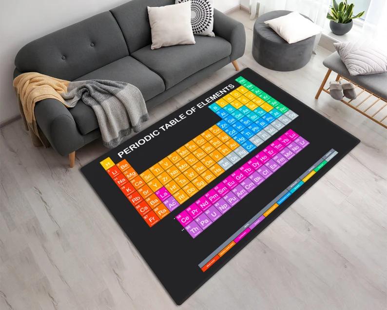 Periodic Table Area Rug Washable Chemical Element Living Room Bedroom Carpet Home Decoration Carpet
