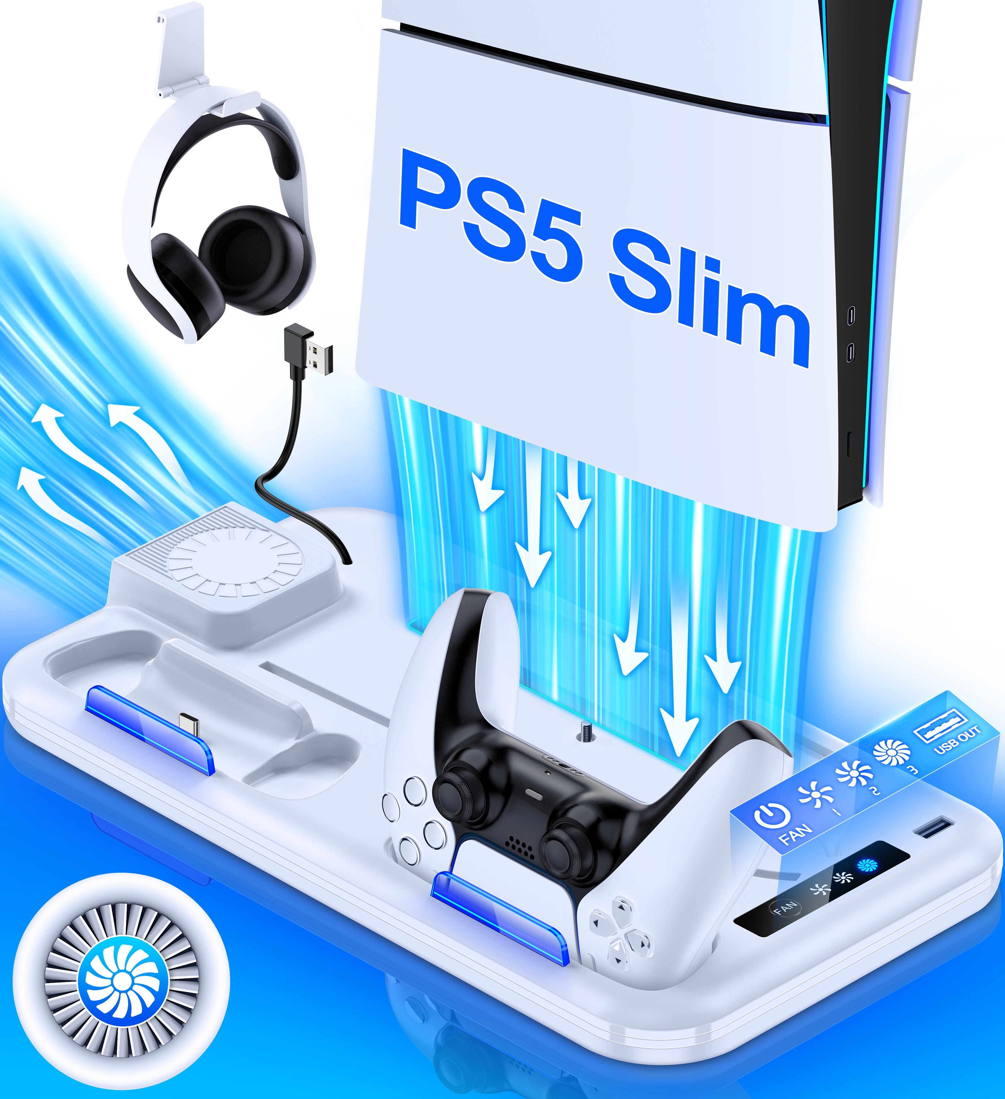 

BEBONCOOL S4000 для PS5 Slim Disc/Digital Dual Fast Charger Cooling Stand Вертикальная охлаждающая станция для PlayStation 5