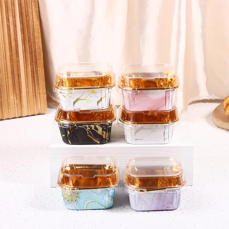 50Pcs/Set Disposable Paper Baking Cups Square Paper Baking Cups Cupcake Cups Or Lids Heat Resistant Glossy Cupcake Liners Cups