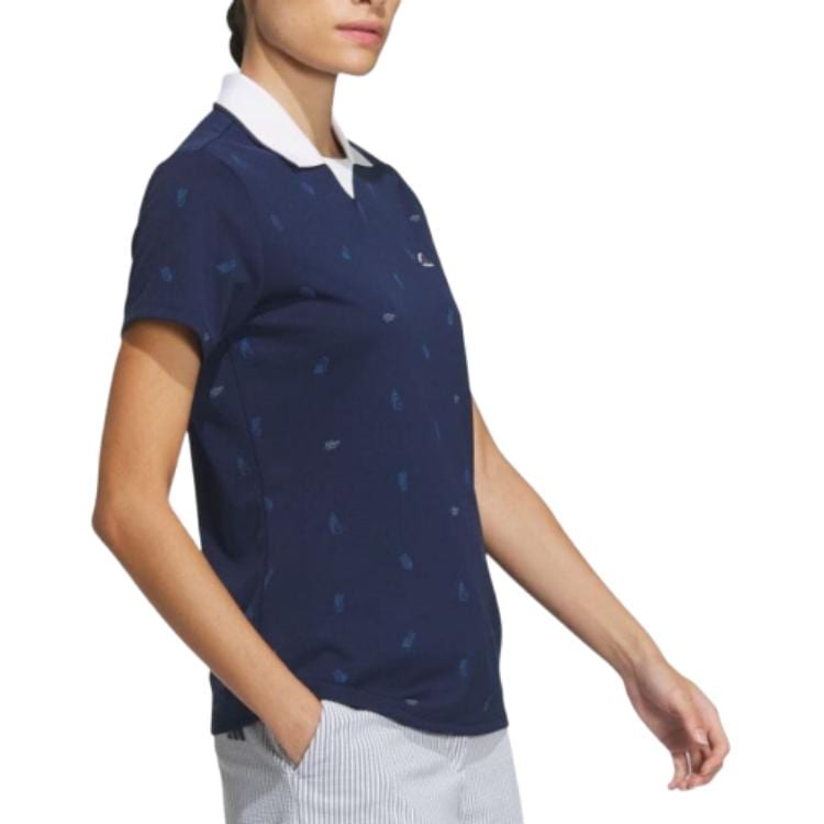 adidas Polo Shirts Women's Blue V Neck Moderate Straight Fit IN2803