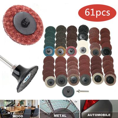 61-Pcs 2 50mm Type R Roll Lock Quick Change Discs Die Grinder Sanding Pads Set